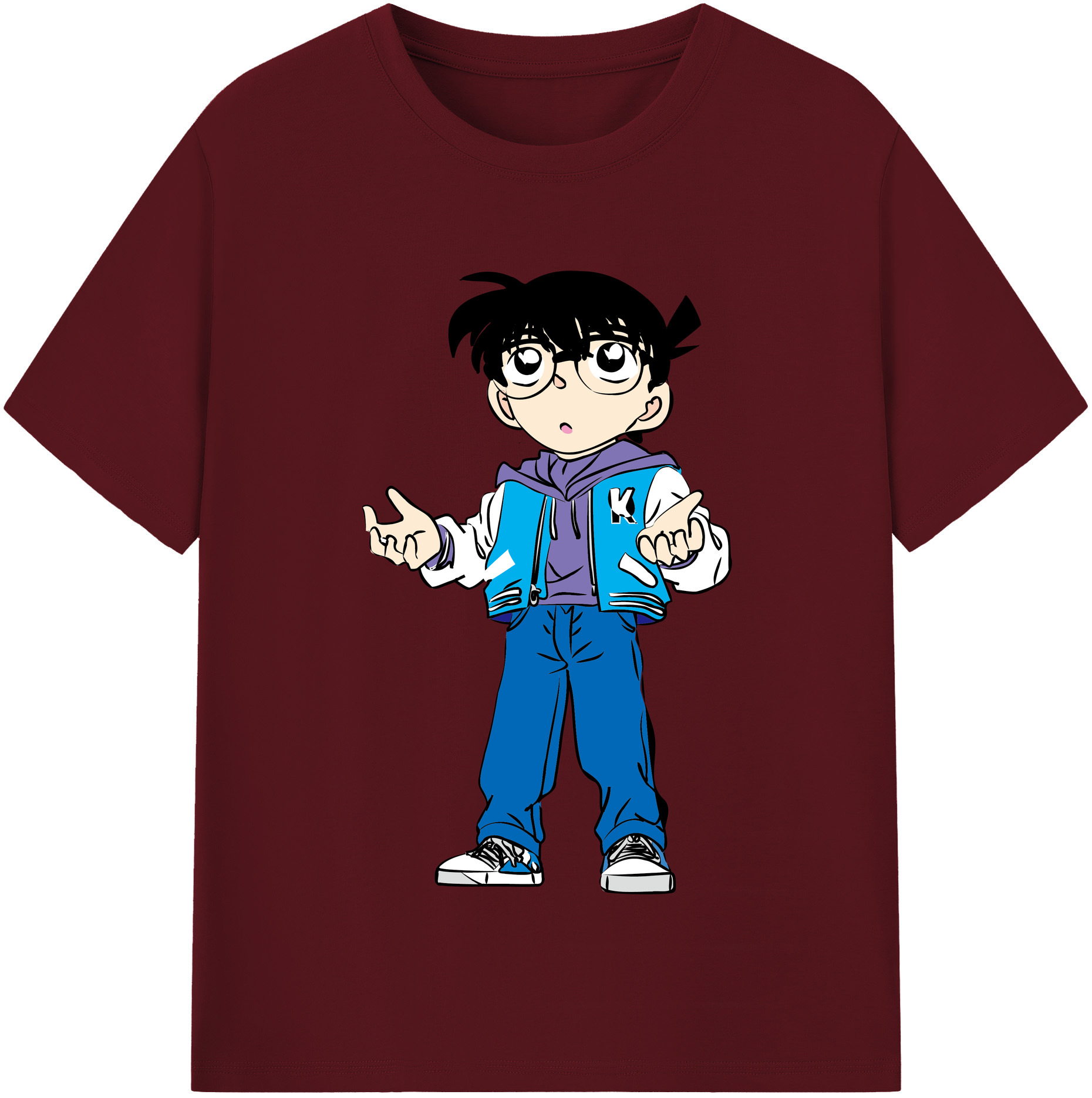 （画像用） 名探偵コナン 江戸川 コナン Detective Conan Conan Edogawa 綿100％半袖Tシャツ（フロントプリント）